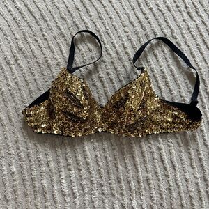 Gold sequined bra sz 34A